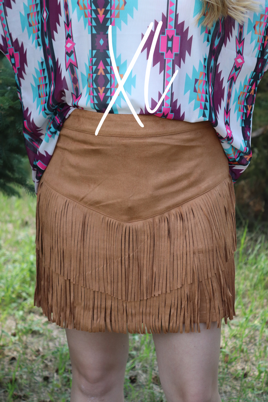 Brown Fort Worth Fringe Skirt