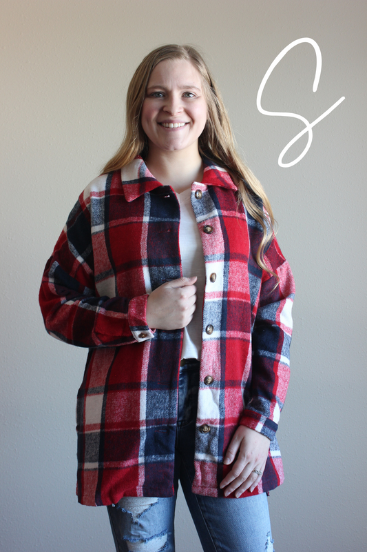 Red White and Blue Plaid Shacket