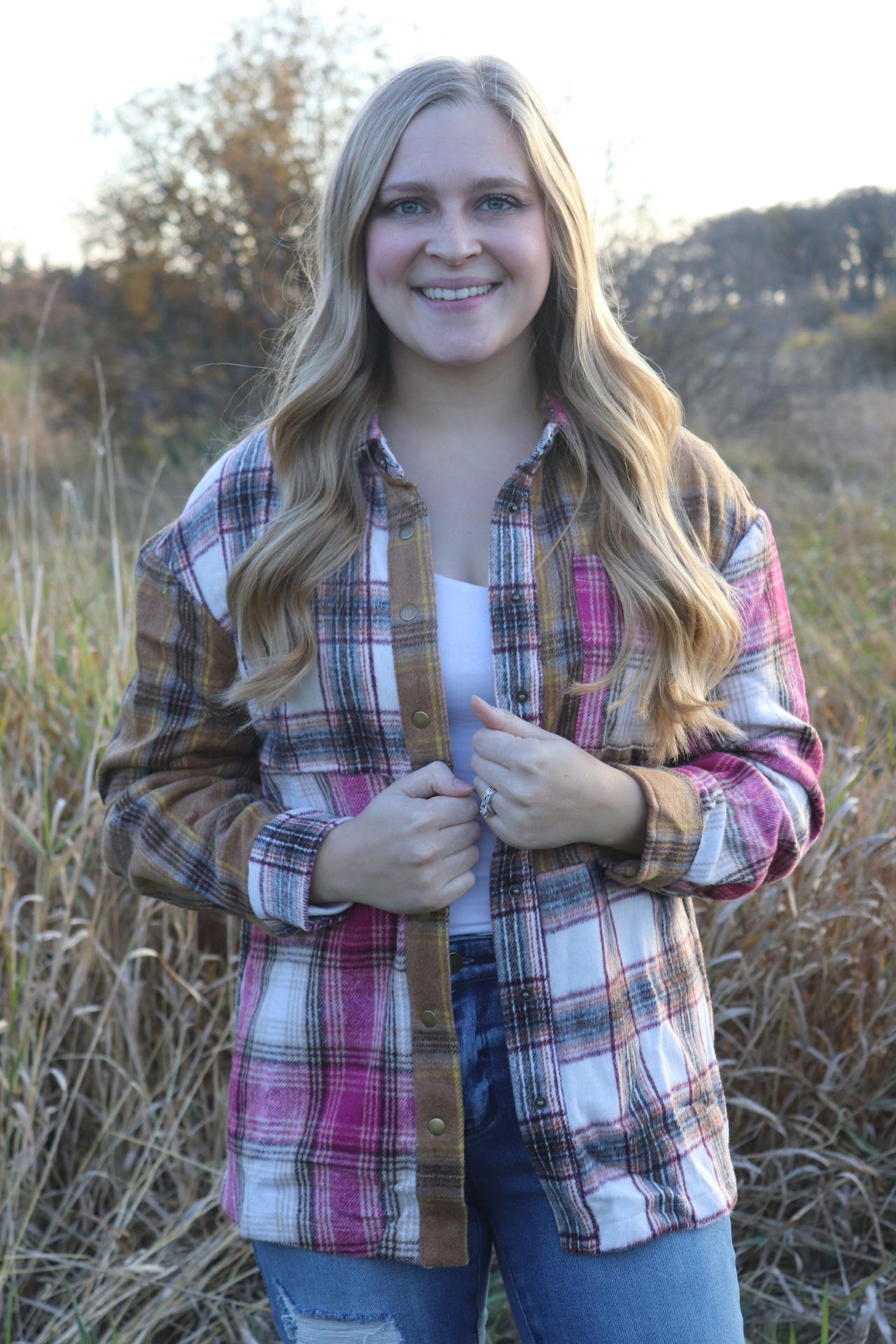 Pink Patchwork Plaid Shacket