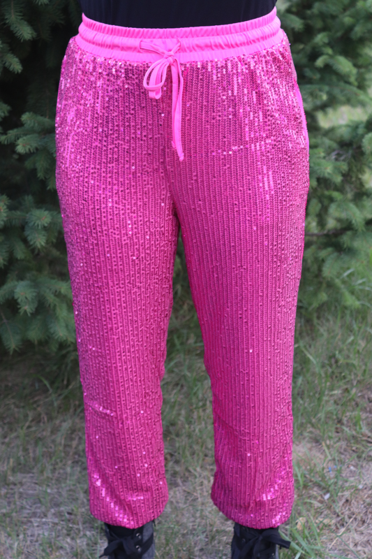 Pink Sequin Joggers