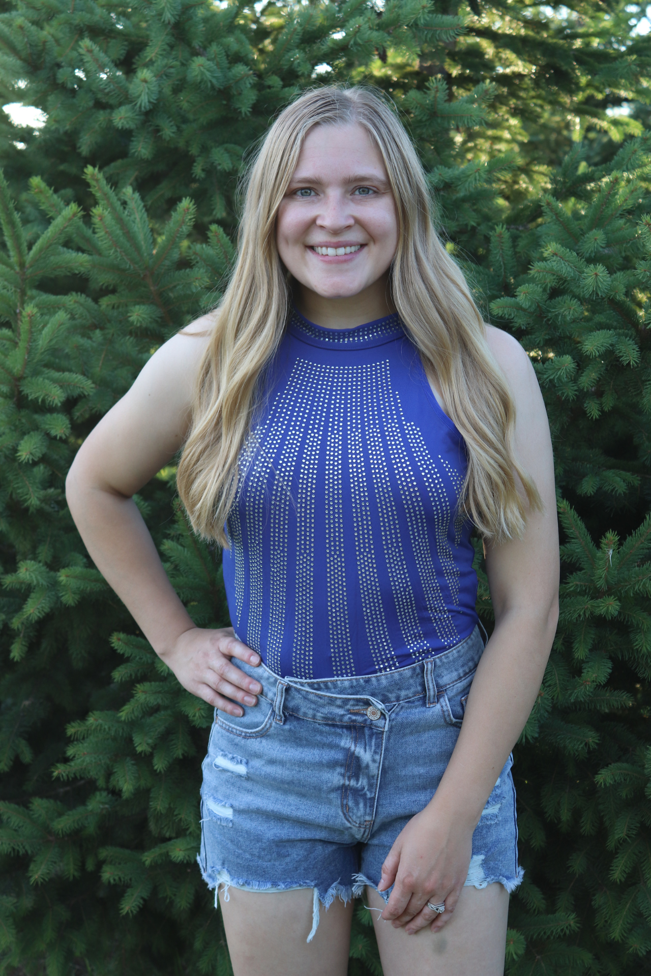 Blue Rhinestone Bodysuit