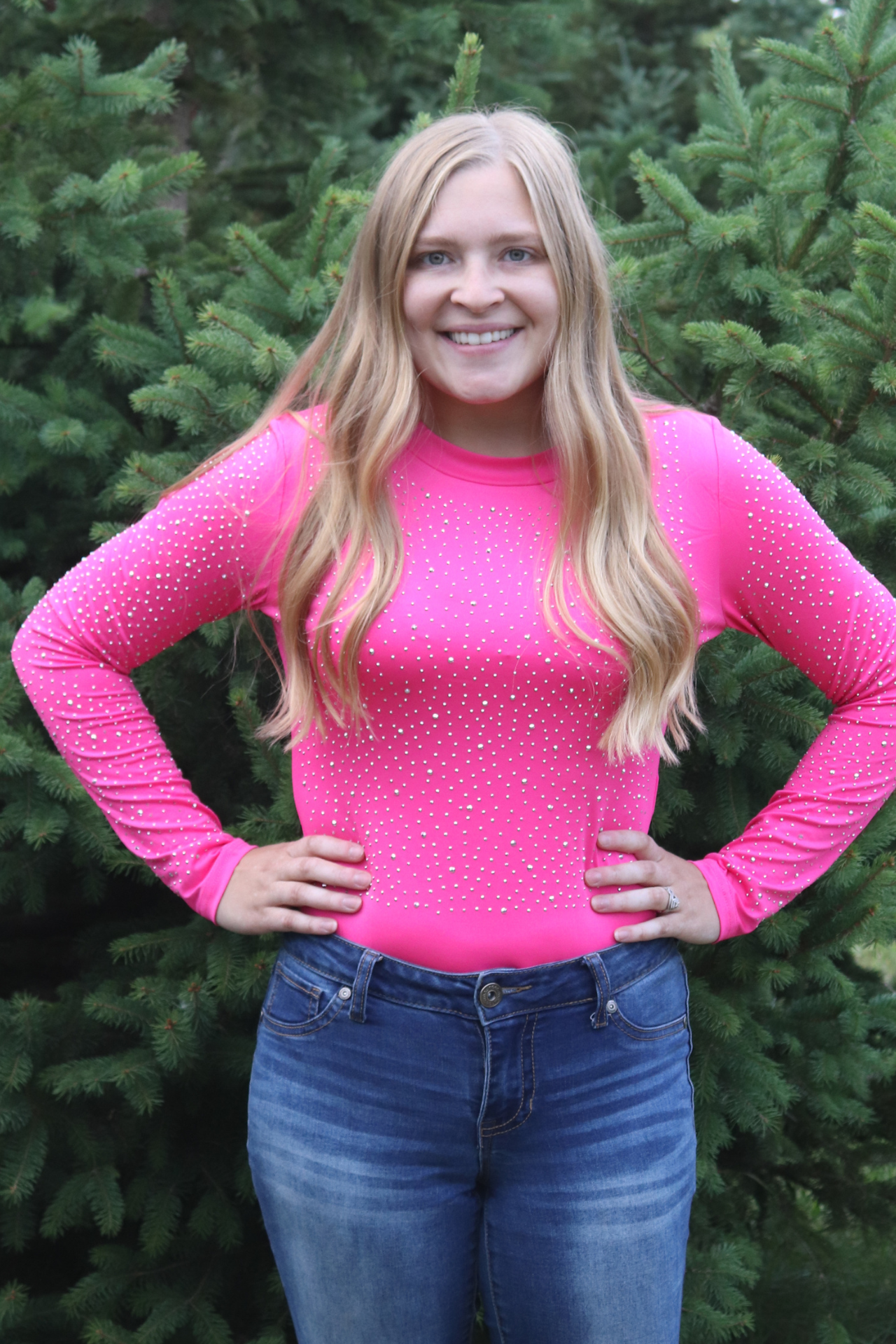 Pink Rhinestone Bodysuit