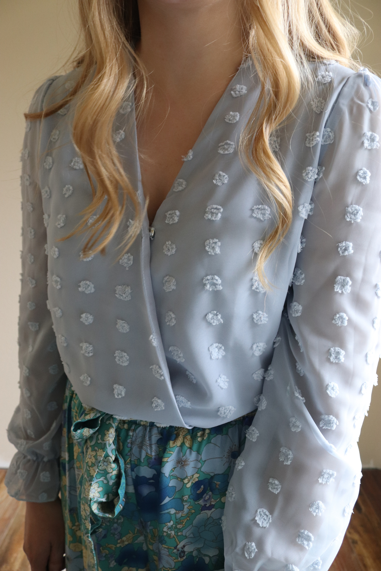 Blue Swiss Dot Blouse