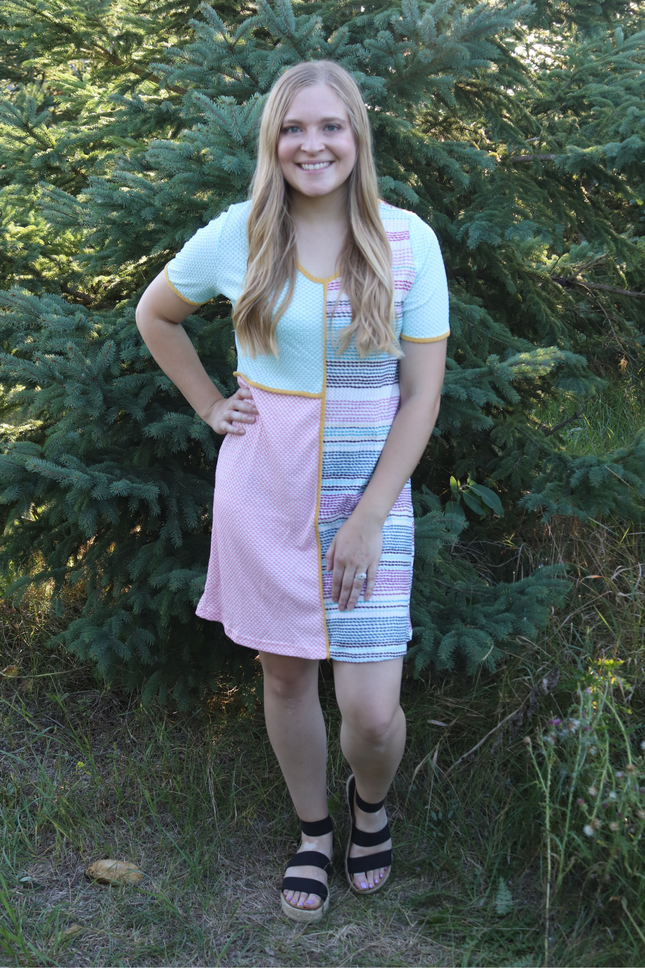 Turquoise Colorblock Dress