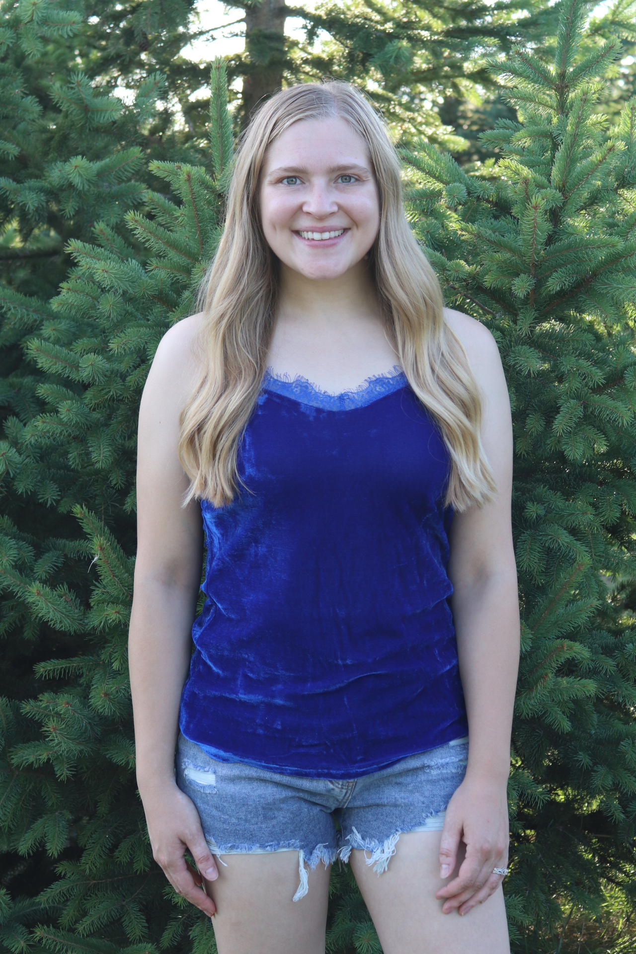 Blue Velvet V-neck Tank