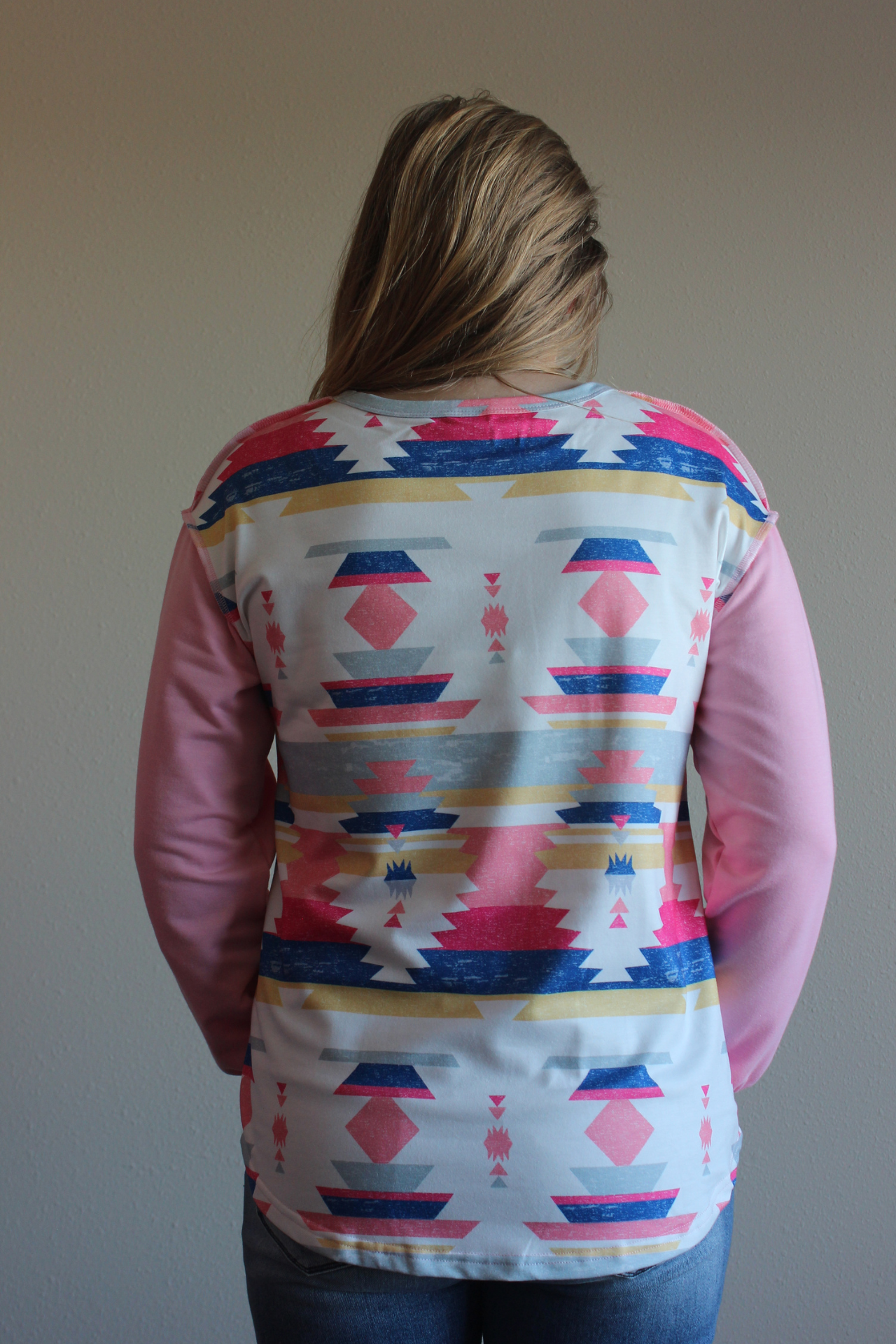 Pink Aztec Long Sleeve Top