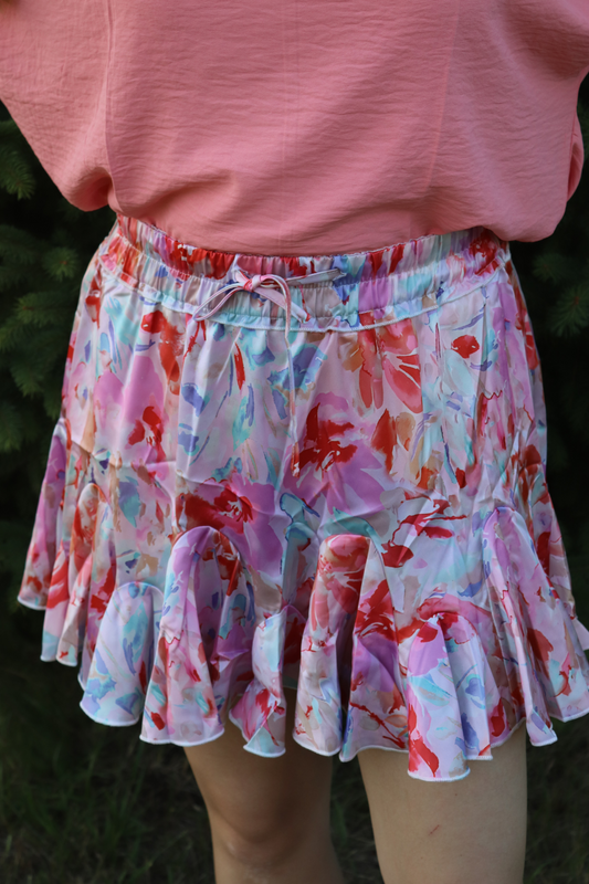 Watercolor Ruffled Skirt