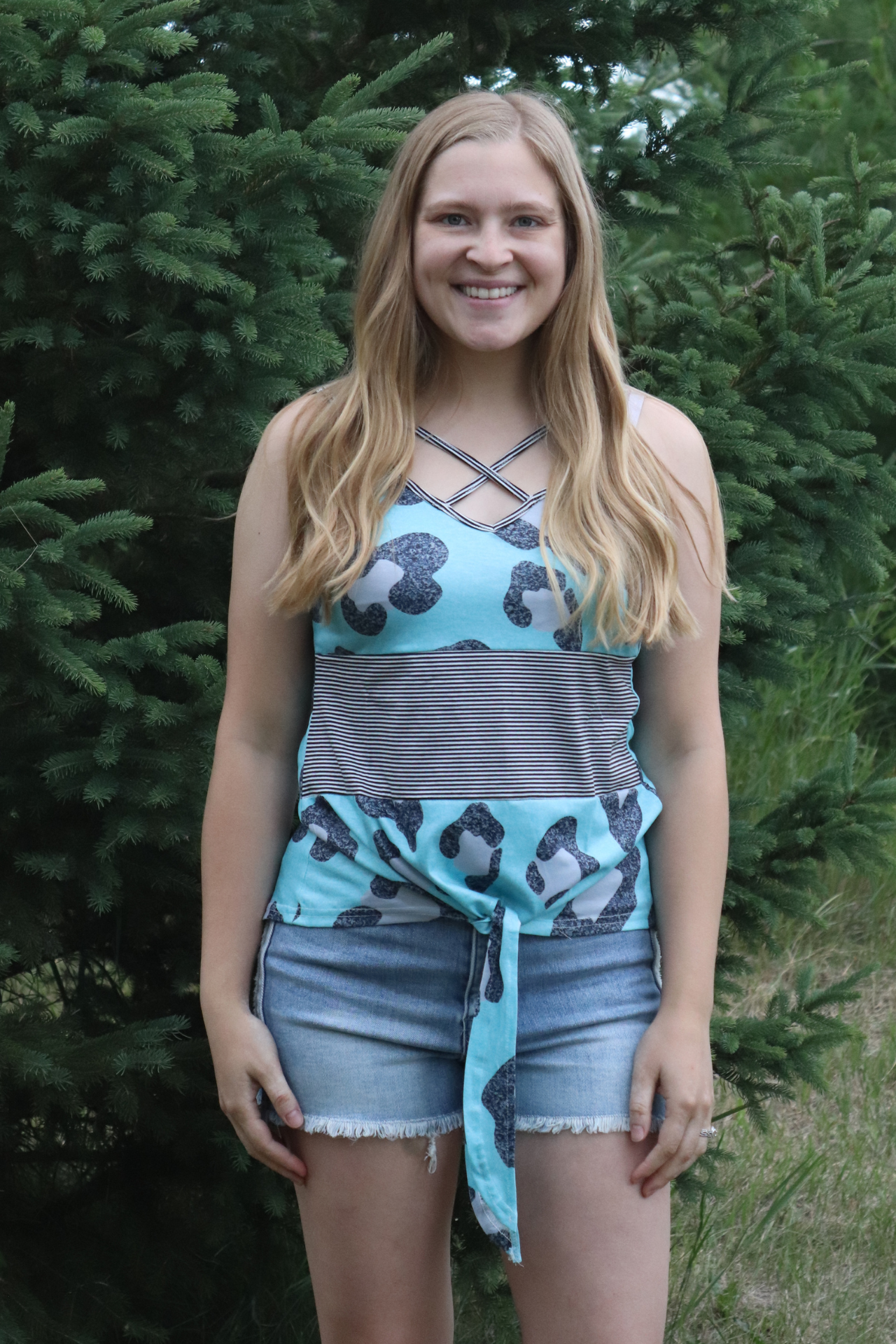 Blue Leopard Criss Cross Tank