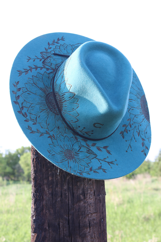 Turquoise Sunflower Hat