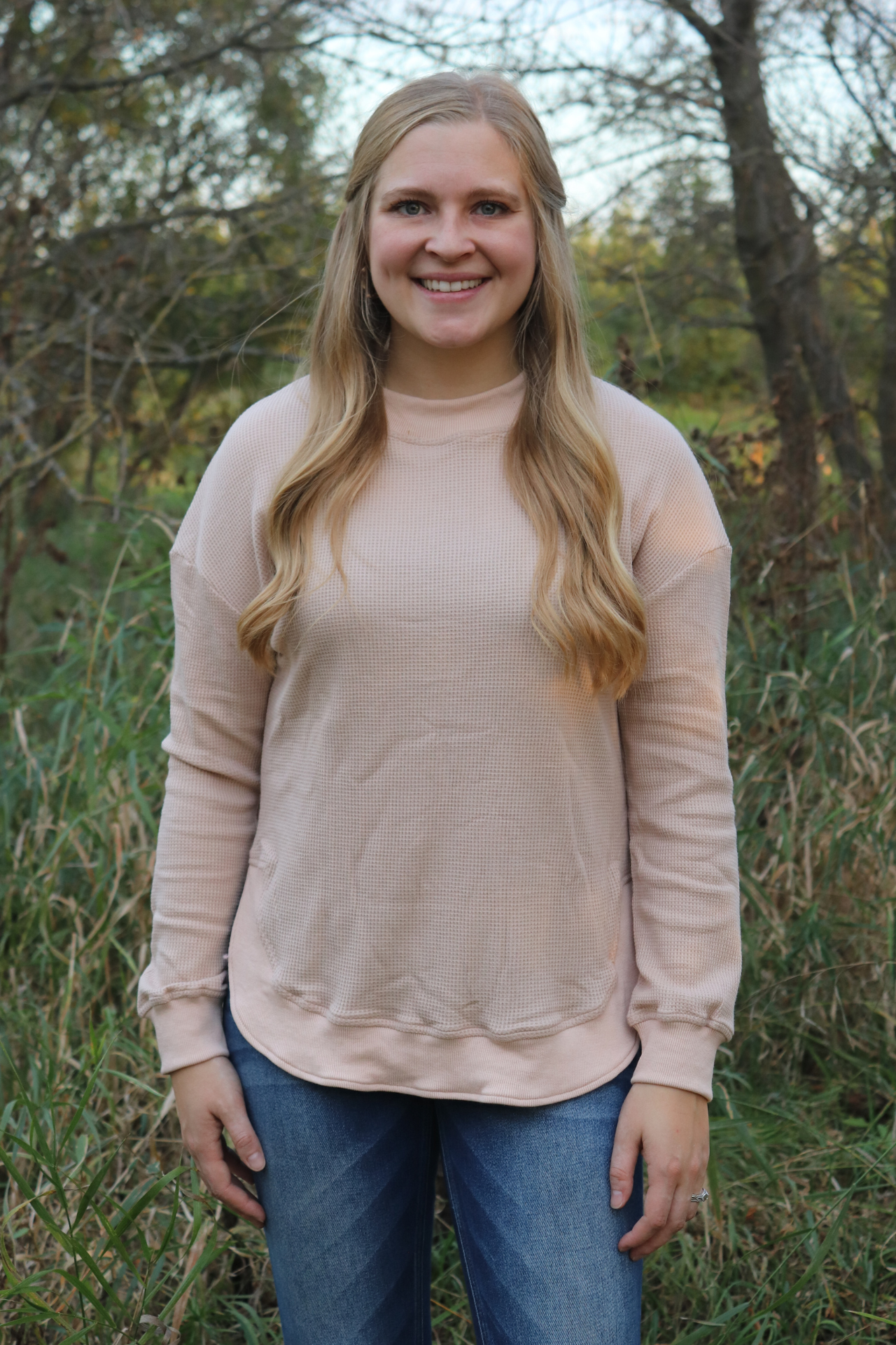 Cream Waffle Knit Long Sleeve