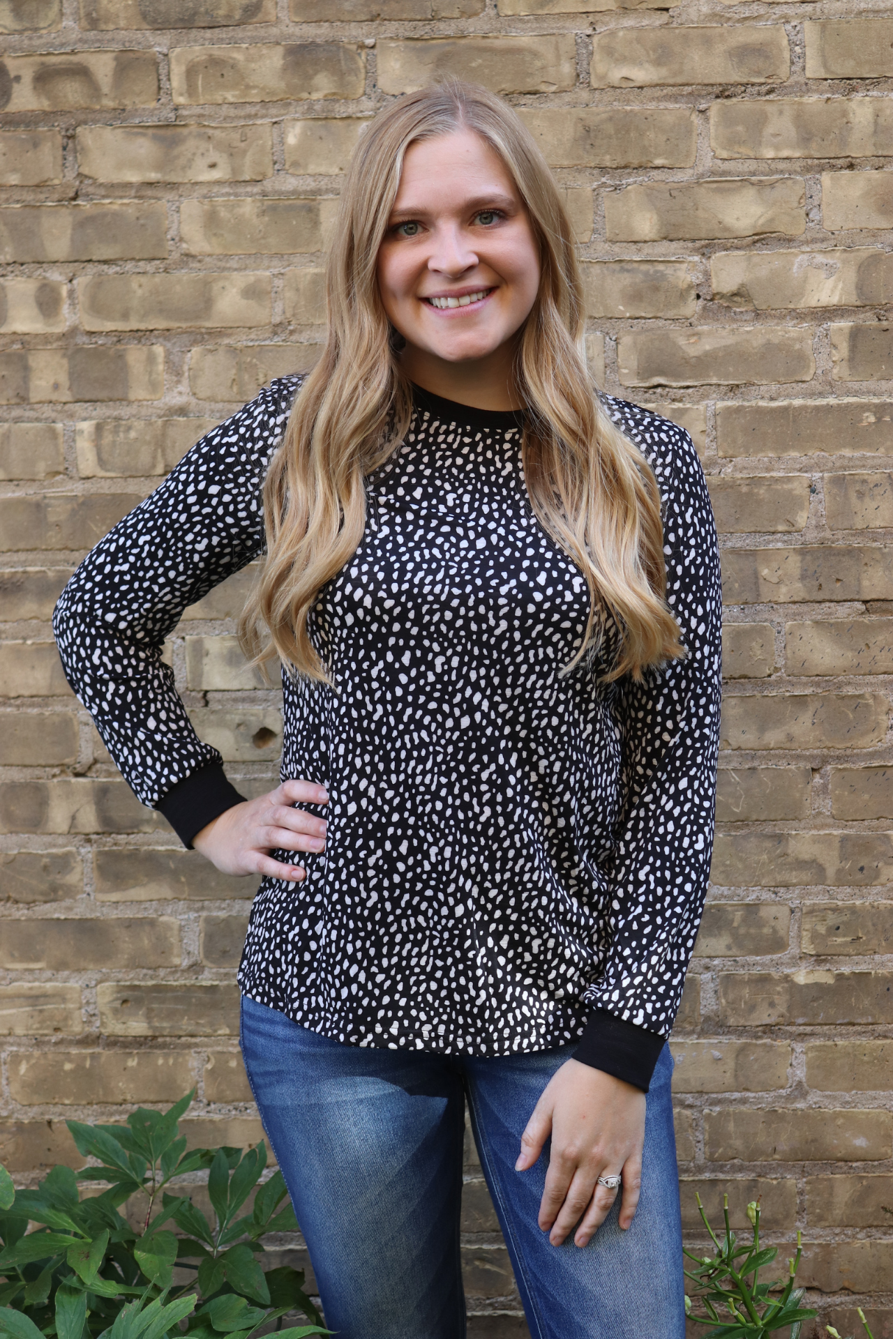 Black Cheetah Long Sleeve Top