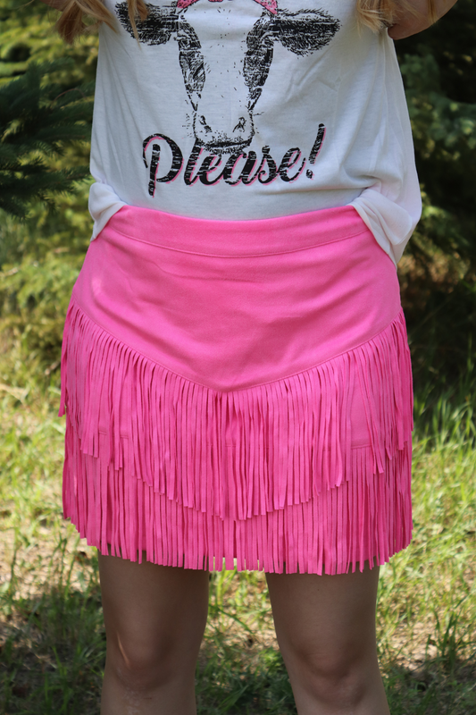 Pink Fort Worth Fringe Skirt
