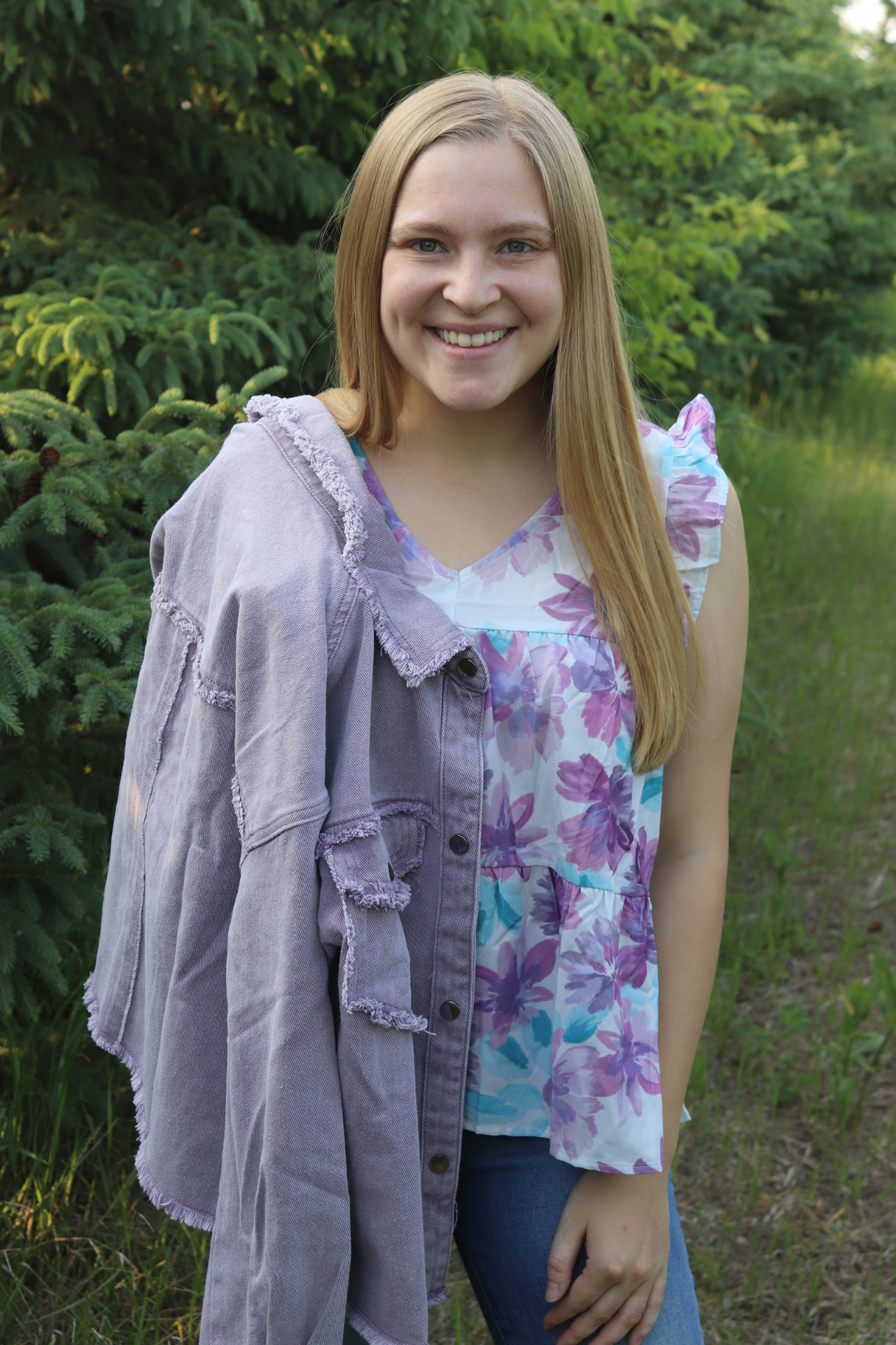 Purple Watercolor Babydoll Top