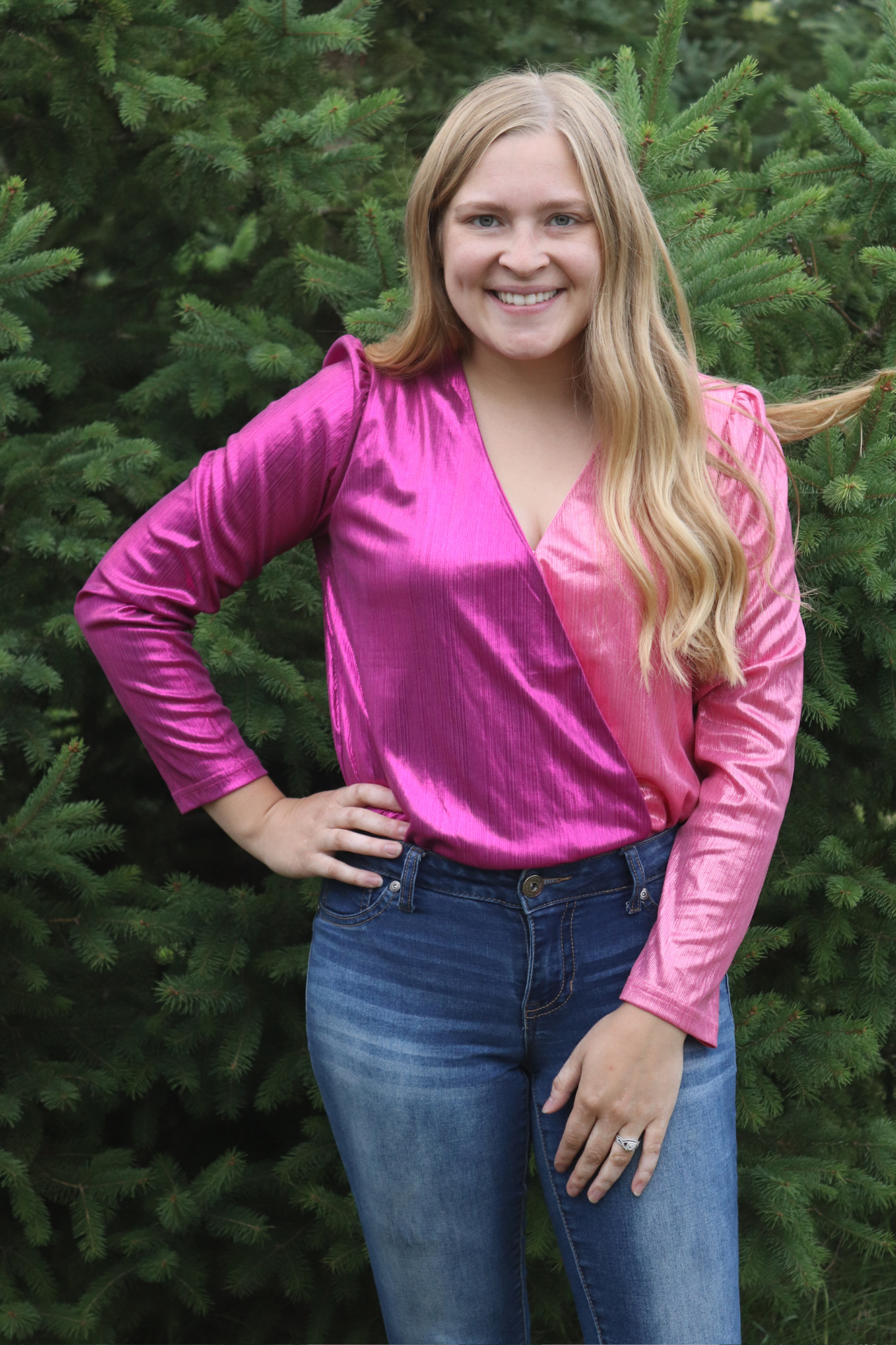 Long Sleeve Two-toned Pink Bodysuit