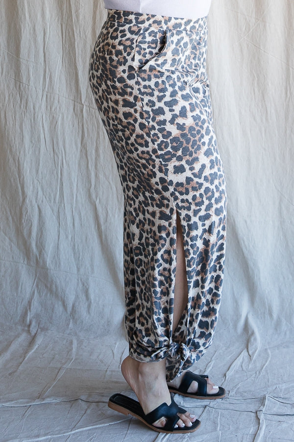 PLUS: Leopard Tie Ankle Pants