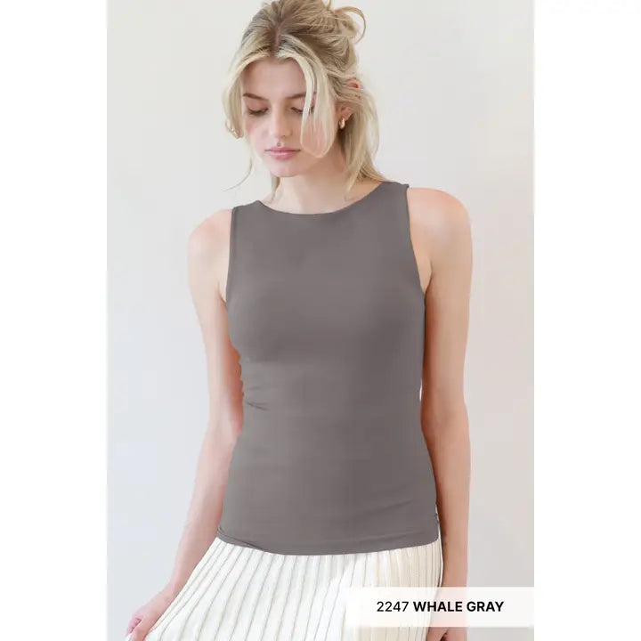 Gray Boat Neck Tank