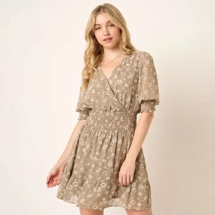 Taupe Floral Dress