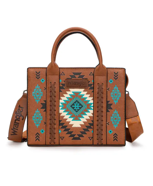 WRANGLER: Small Brown Aztec Tote