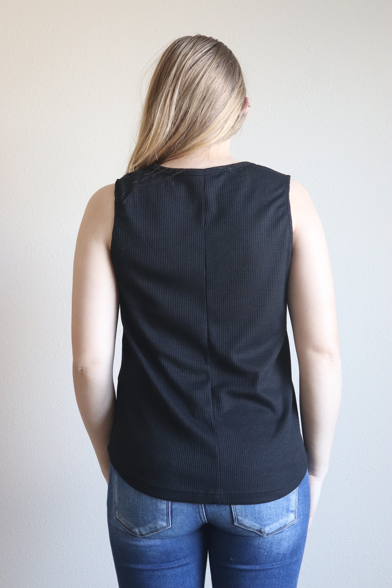 Black Waffle Knit Tank