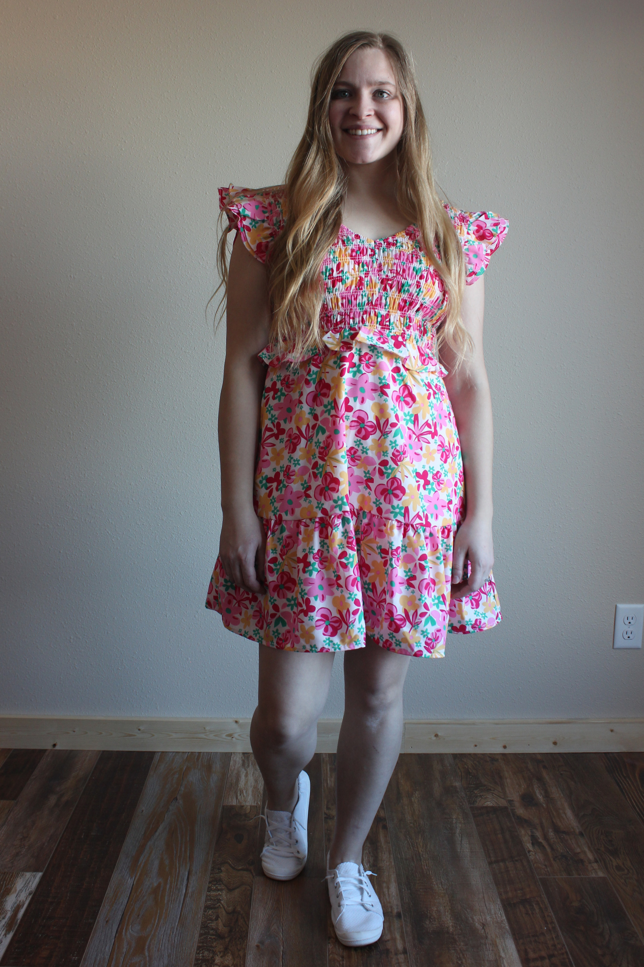 Floral Ruffle Sleeve Dress