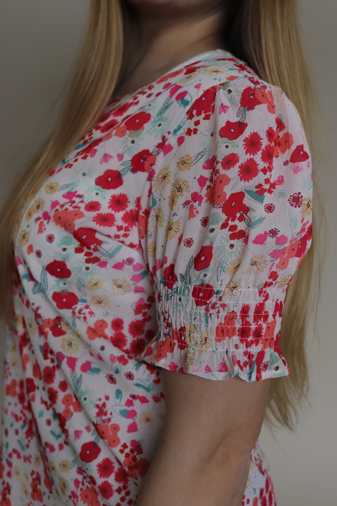 Floral Bubble Sleeve Blouse