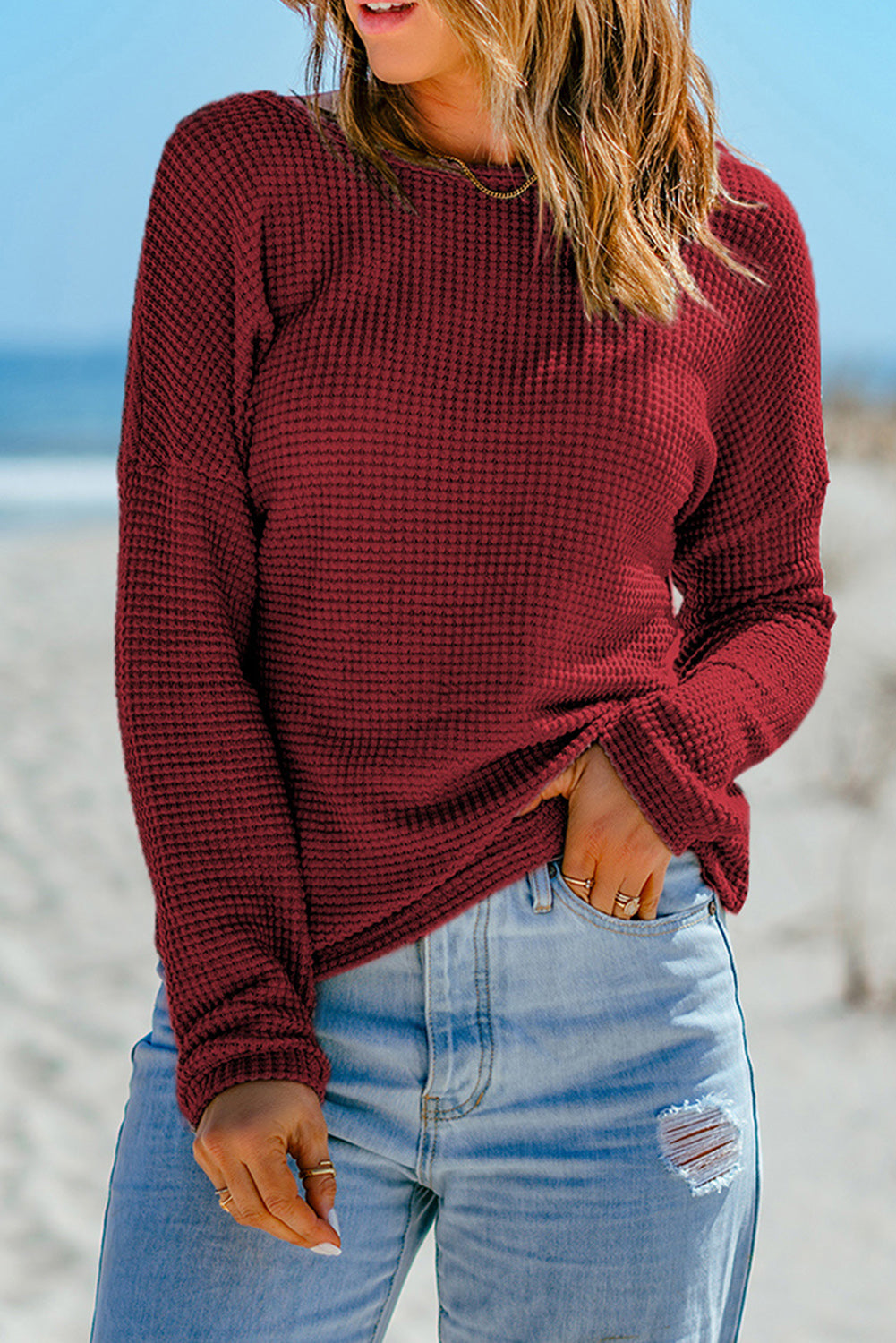 Burgundy Knit Long Sleeve