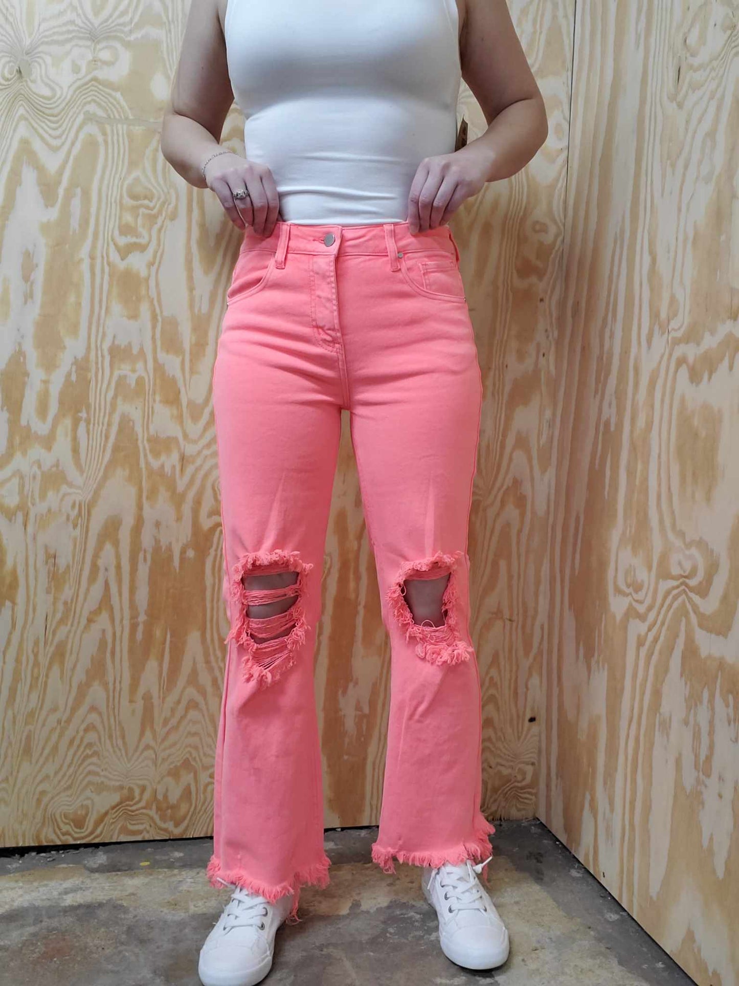 Risen: Coral High Rise Straight Jeans