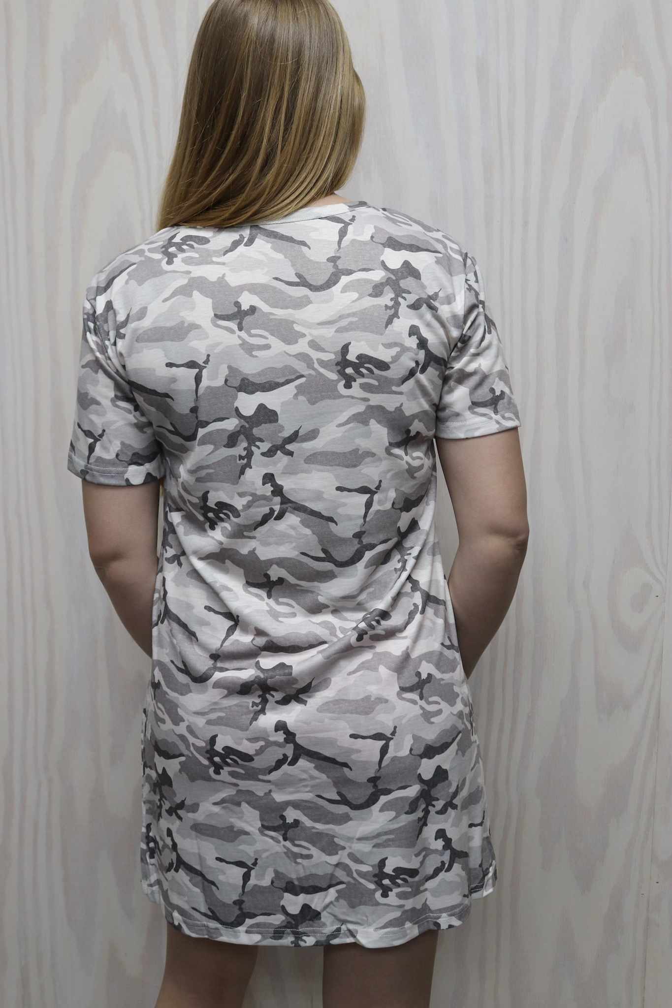 Gray Camouflage T-shirt Dress