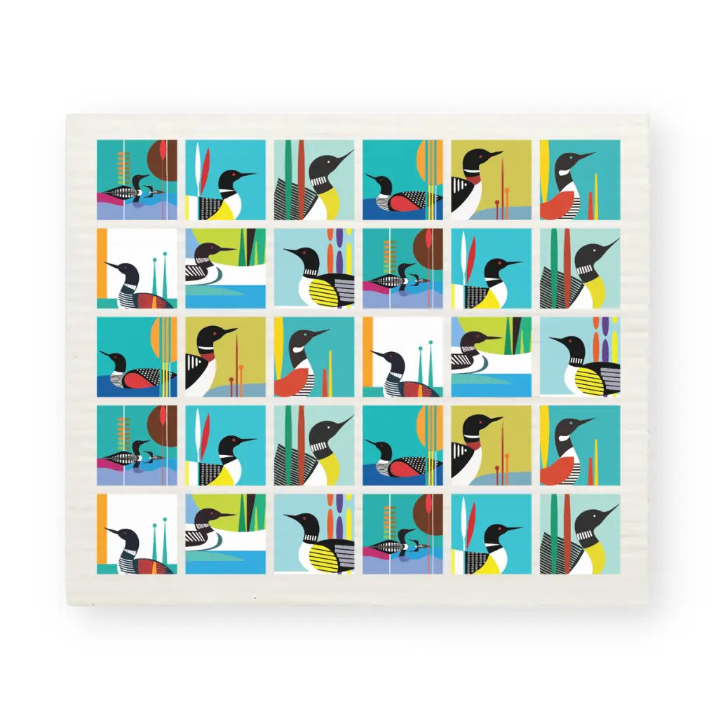 Loon Collage Swedish Dish Cloth