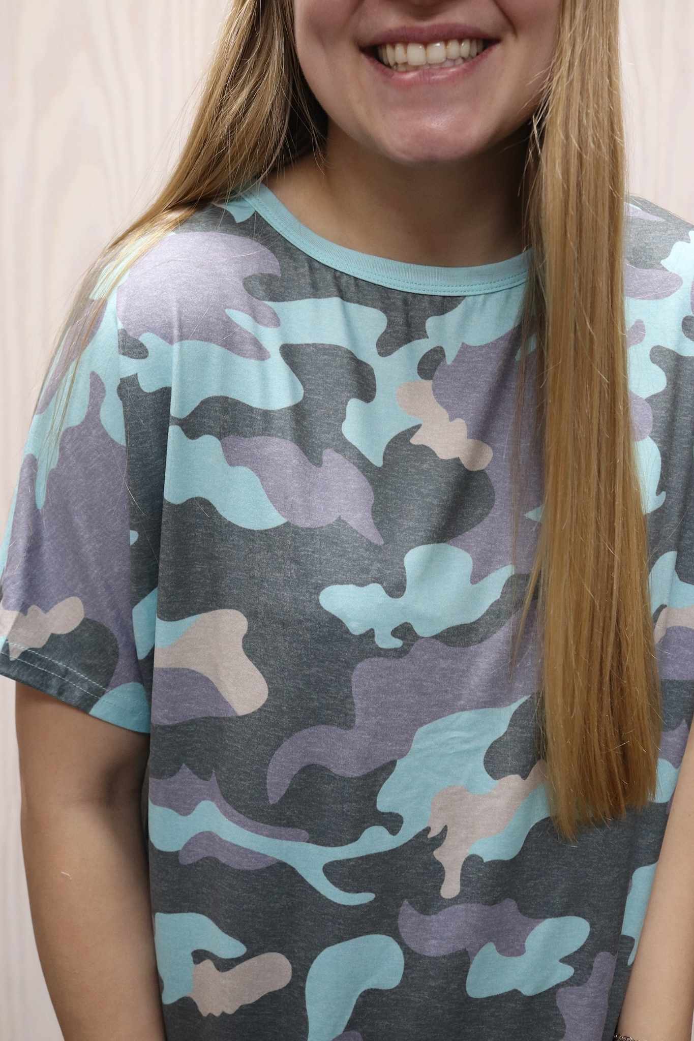 Teal Camouflage T-shirt Dress