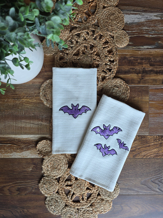 Embroidered Bat Hand Towel