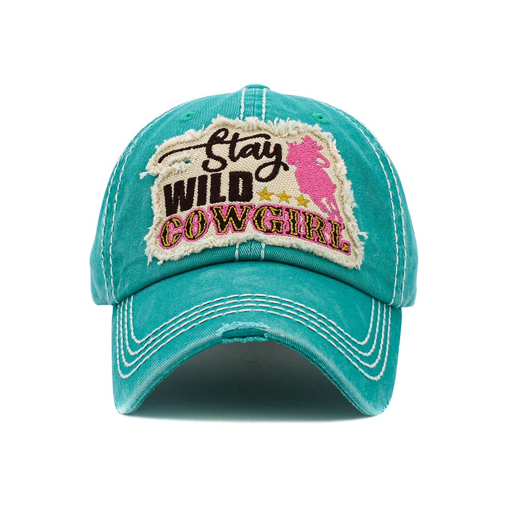 Stay Wild Cowgirl Baseball Hat (Turquoise)