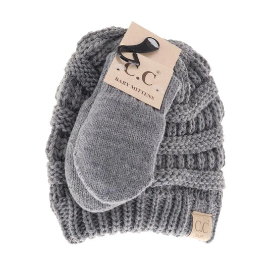 Gray Baby Beanie Set