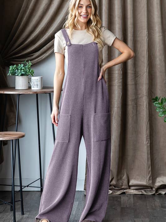 PLUS: Dusty Lavender Ribbed Jumpsuit