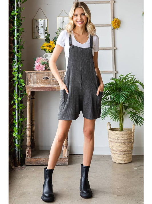 Charcoal Ribbed Romper