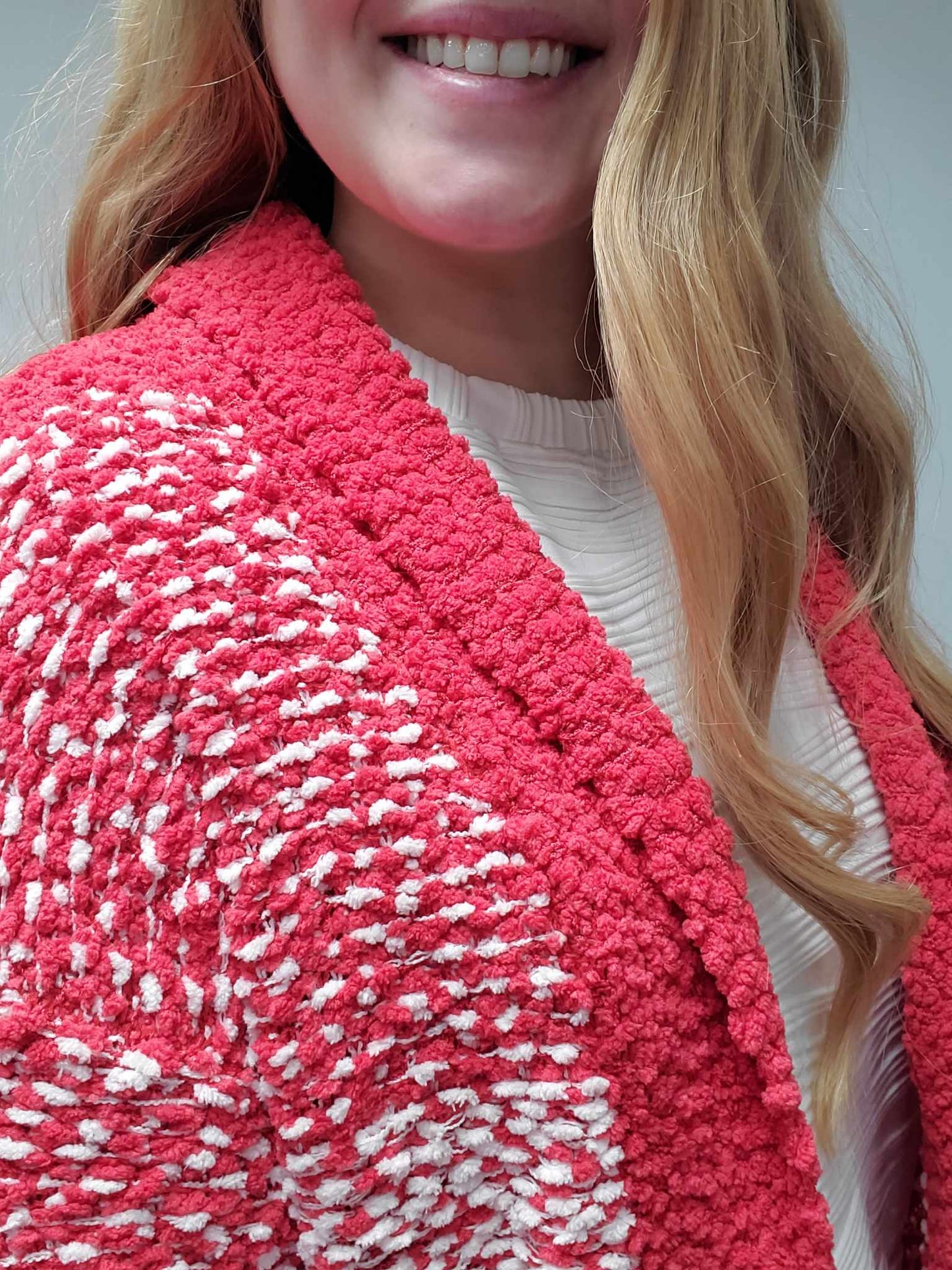 Red/White Popcorn Cardigan