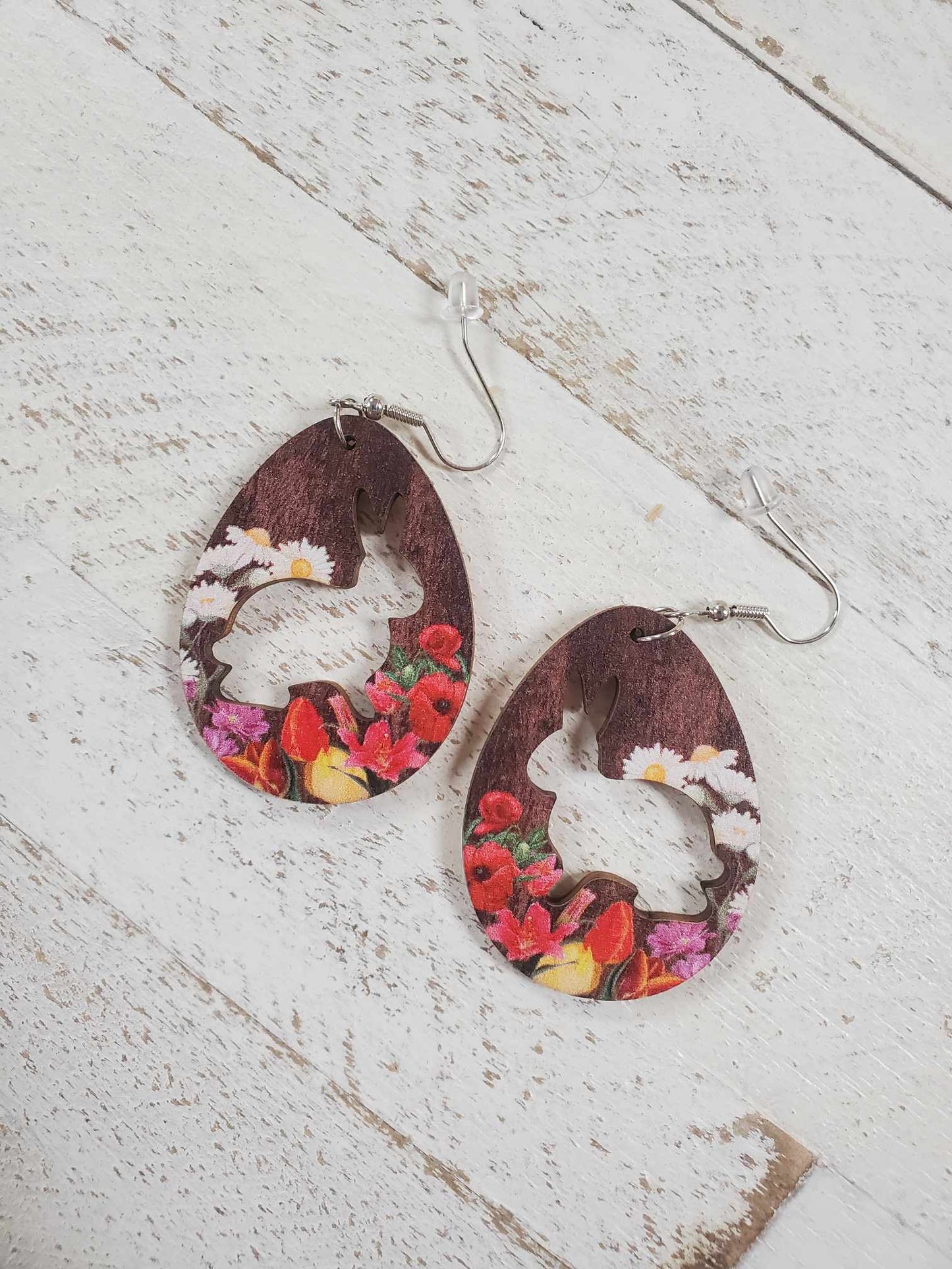 Wood Bunny Cutout Earrings