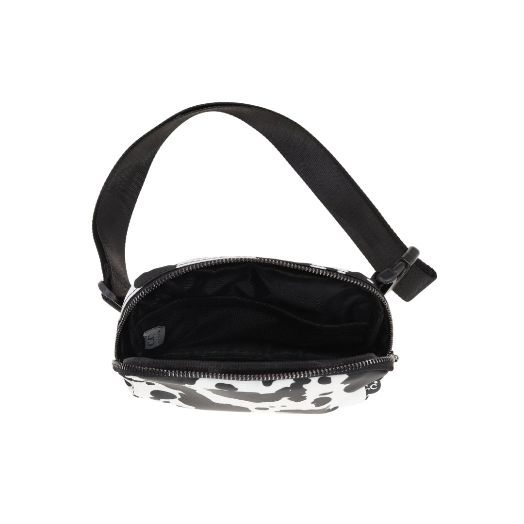 Black Cow Print Belt Bag