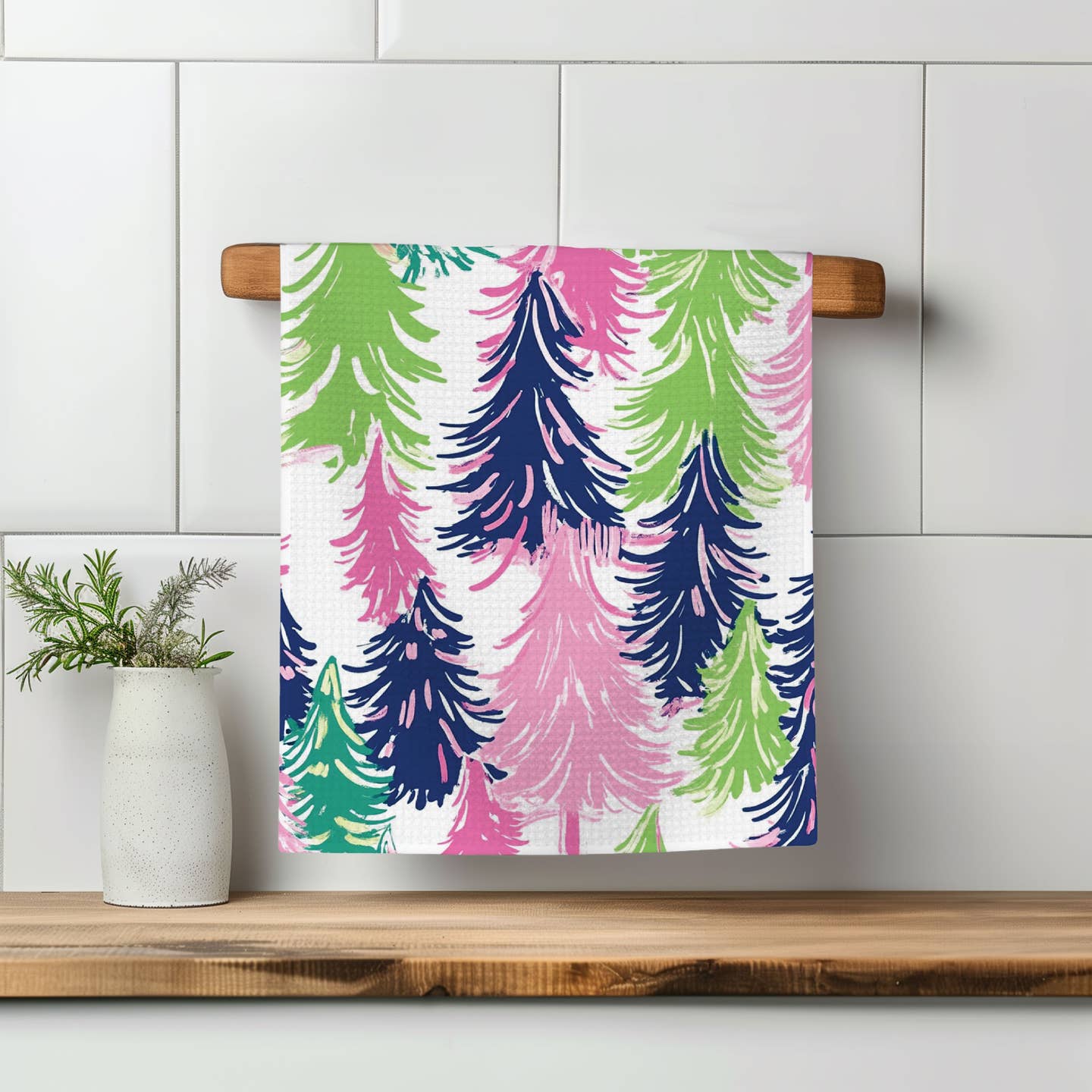 Pink Trees Kitchen Towel