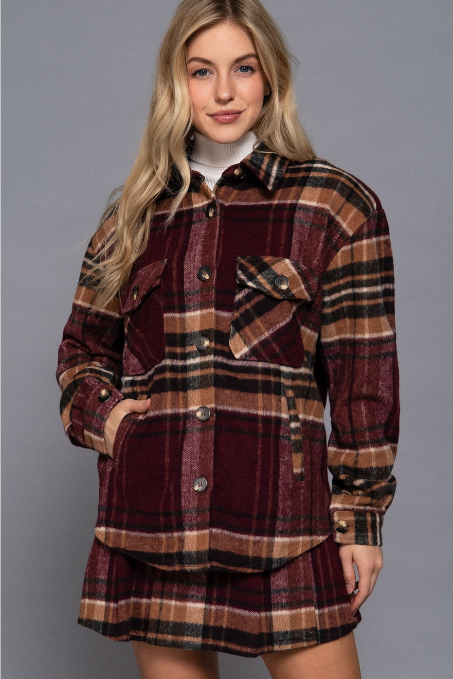 Burgundy Plaid Shacket