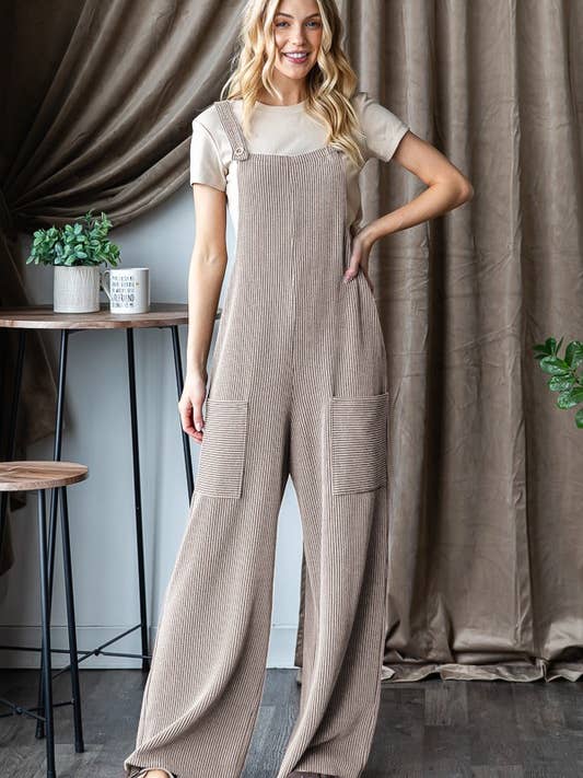 PLUS: Oatmeal Ribbed Jumpsuit