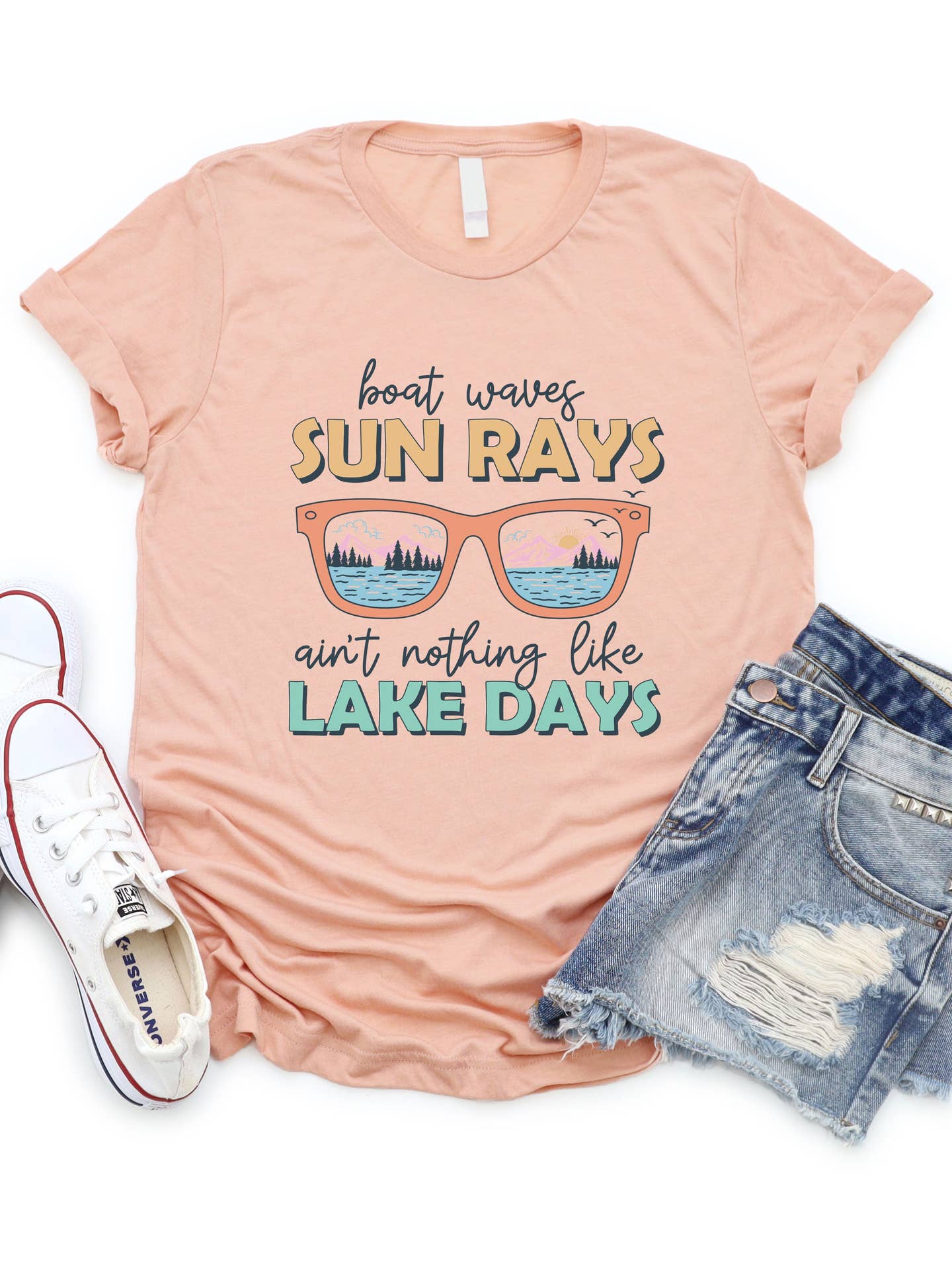 Boat Waves Sun Rays T-shirt