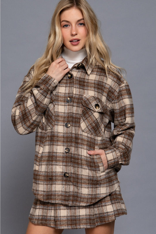 Taupe Plaid Shacket