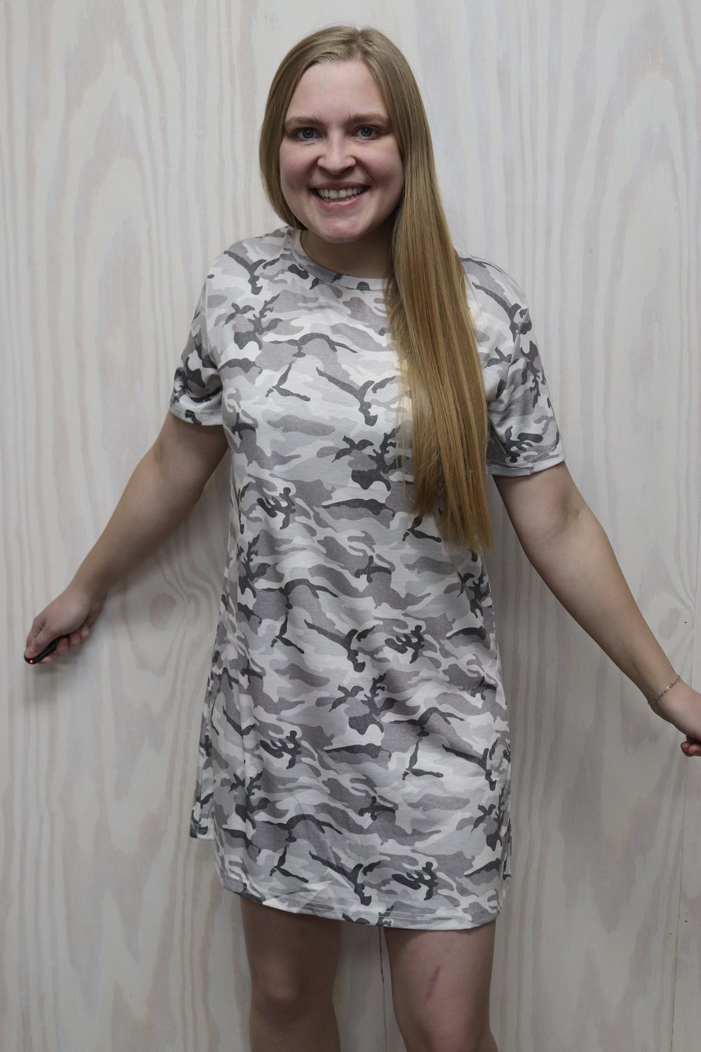 Gray Camouflage T-shirt Dress