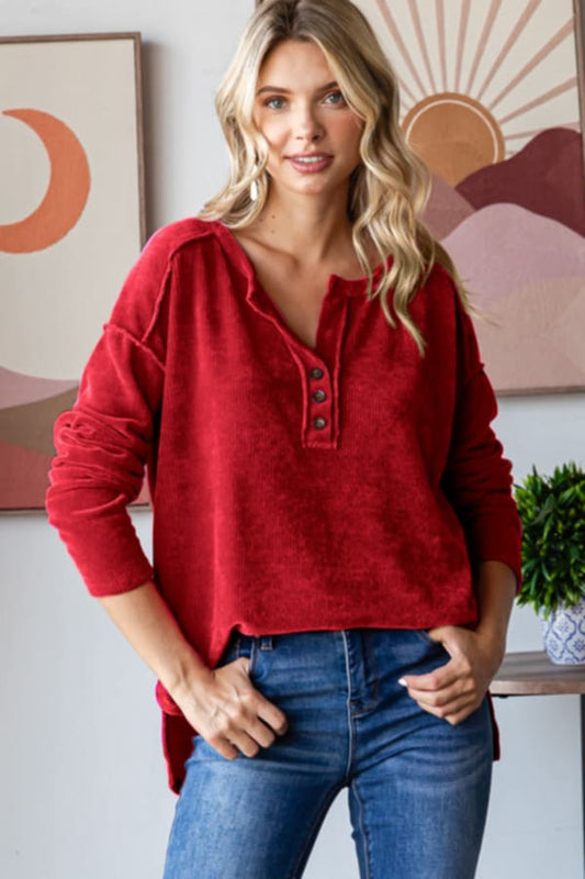 Red Chenille Long Sleeve