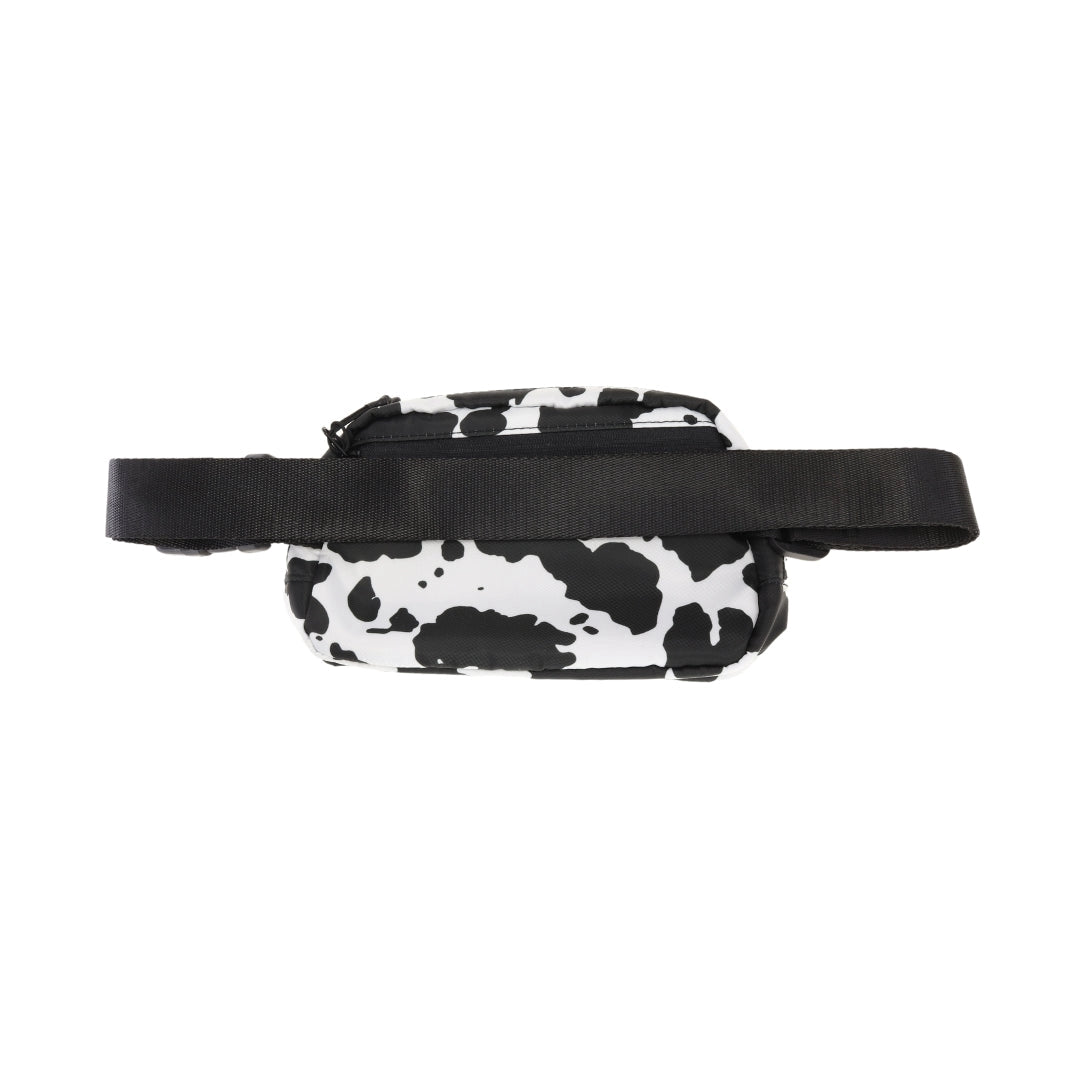 Black Cow Print Belt Bag