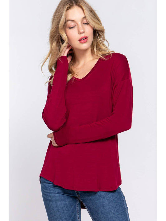 Burgundy Long Sleeve Dolman