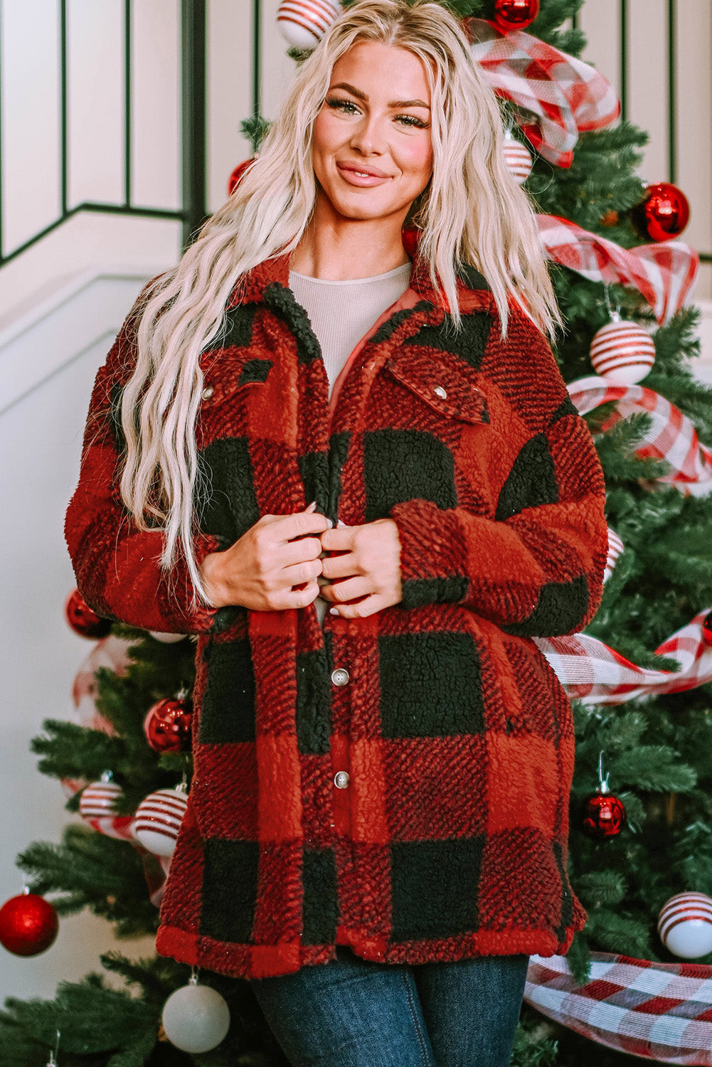 Buffalo Plaid Sherpa Button Up