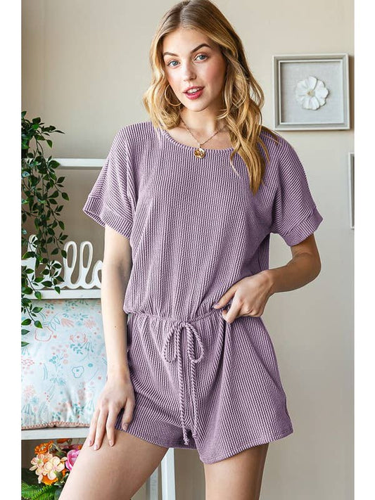 Vintage Purple Ribbed Romper