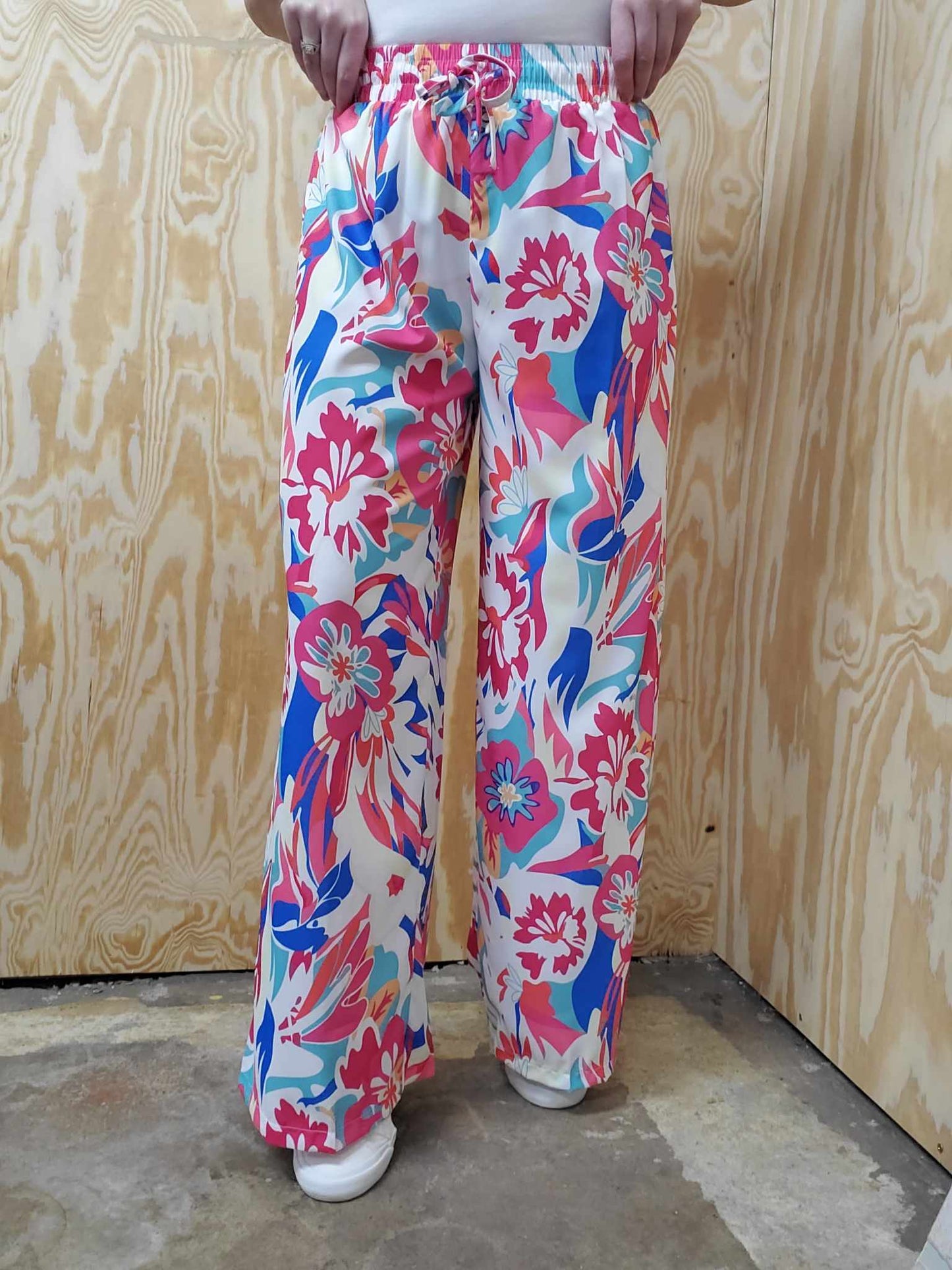 Bright Floral Wide Leg Pants